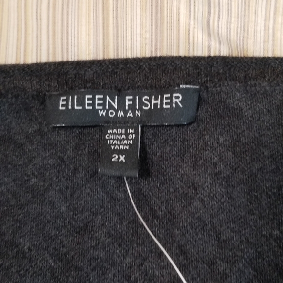 NWT Eileen Fisher Charcoal Gray Dolman Sleeve Fine Merino Sweater Size 2X - Picture 6 of 11